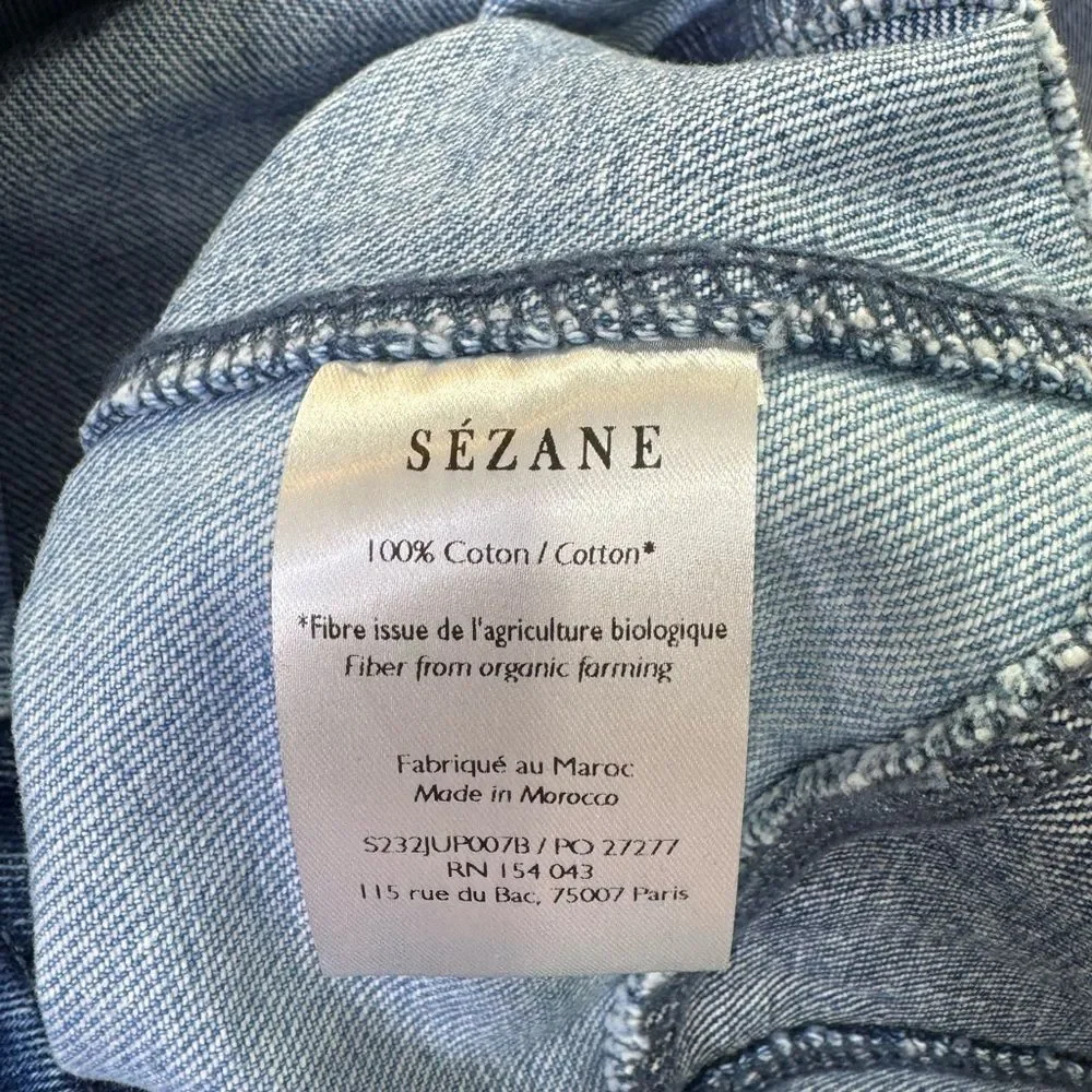 Sezane Alexane Patchwork Denim Midi Skirt Size 14 - Picture 7 of 9